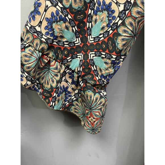 Tilly Anne Dress Womens small multi colored shift ruffled 3/4 sleeves - Picture 7 of 7